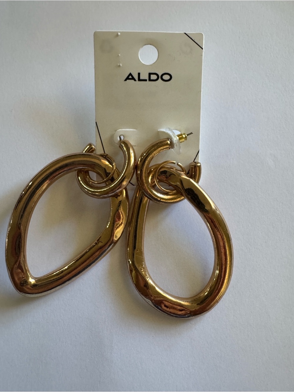 7cm ALDO Shiny Gold Sculptural Drop Earrings
